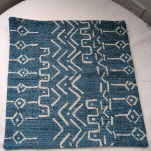 Teal Chenille Mudcloth Pillow Cover 16.5 x 17 Inches